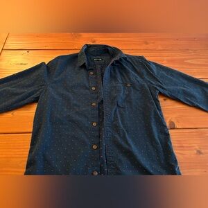 Express Blue Red Dot Button up long sleeve shirt